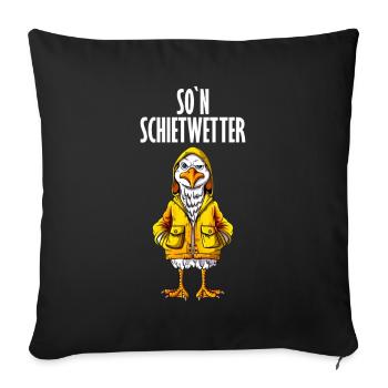 Northern Germany Weather Seagull Wearing Raincoat - Sofa pillowcase 17,3'' x 17,3'' (45 x 45 cm) - black - Front