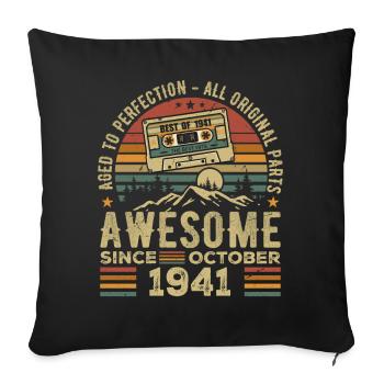 October 1941 Birthday Gift October 1941 - Sofa pillowcase 17,3'' x 17,3'' (45 x 45 cm) - black - Front
