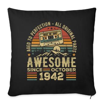 October 1942 Birthday Gift October 1942 - Sofa pillowcase 17,3'' x 17,3'' (45 x 45 cm) - black - Front