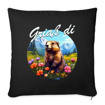 Griaß di Marmot, randonnée, montagnes, montagnards - Housse de coussin décorative 45 x 45 cm - noir - Devant