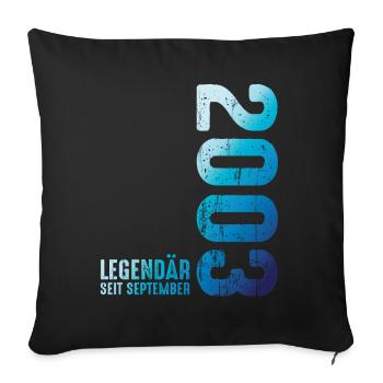 Septembre 2003 Année 2003 Rétro 2003 Millésime 2003 - Housse de coussin décorative 45 x 45 cm - noir - Devant
