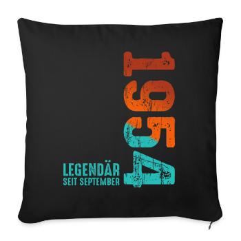 Depuis Septembre 1954 Année 1954 Rétro Vintage 1954 - Housse de coussin décorative 45 x 45 cm - noir - Devant