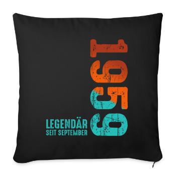 Depuis Septembre 1959 Année 1959 Rétro Vintage 1959 - Housse de coussin décorative 45 x 45 cm - noir - Devant