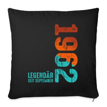 Depuis Septembre 1962 Année 1962 Rétro Vintage 1962 - Housse de coussin décorative 45 x 45 cm - noir - Devant