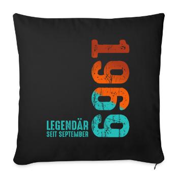 Depuis Septembre 1969 Année 1969 Rétro Millésime 1969 - Housse de coussin décorative 45 x 45 cm - noir - Devant