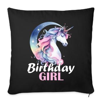 Unicorn Birthday Girl Birthday Girl Cute - Sofa pillowcase 17,3'' x 17,3'' (45 x 45 cm) - black - Front