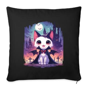 Cute Halloween Vampire Cat - Sofa pillowcase 17,3'' x 17,3'' (45 x 45 cm) - black - Front