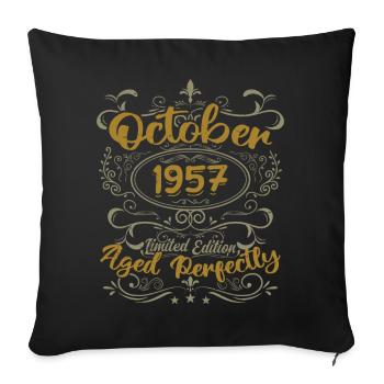 Octobre 1957 Cadeau 1957 Anniversaire Octobre 1957 - Housse de coussin décorative 45 x 45 cm - noir - Devant