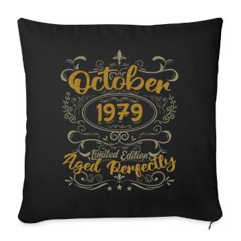 Octobre 1979 Cadeau 1979 Anniversaire Octobre 1979 - Housse de coussin décorative 45 x 45 cm - noir - Devant