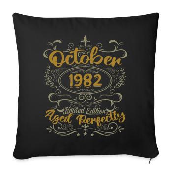 Octobre 1982 Cadeau 1982 Anniversaire Octobre 1982 - Housse de coussin décorative 45 x 45 cm - noir - Devant