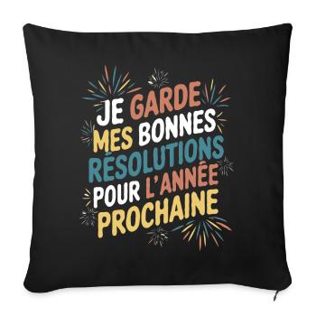 Idée cadeau humour drôle pour nouvel année - Housse de coussin décorative 45 x 45 cm - noir - Devant