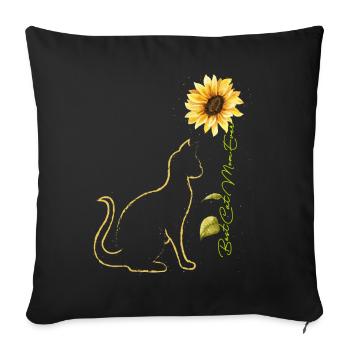 Best Cat Mom Ever Sunflower Mother's Day Cat Lover - Sofa pillowcase 17,3'' x 17,3'' (45 x 45 cm) - black - Front