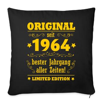 Original born in 1964 60th birthday born in 1964 - Sofa pillowcase 17,3'' x 17,3'' (45 x 45 cm) - black - Front