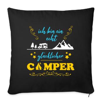Camping Really Happy Camper Cadeau Homme - Housse de coussin décorative 45 x 45 cm - noir - Devant