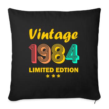 1984 millésime 40ème anniversaire millésime 1984 cadeau - Housse de coussin décorative 45 x 45 cm - noir - Devant