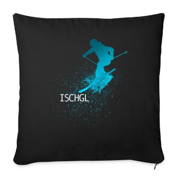 Skieurs Ischgl Silhouette Skis Ischgl - Housse de coussin décorative 45 x 45 cm - noir - Devant