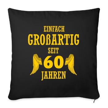 Idéal pour 60 ans cadeau 60e anniversaire - Housse de coussin décorative 45 x 45 cm - noir - Devant