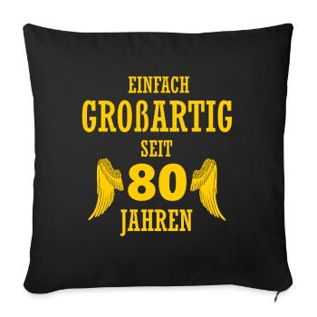 Idéal pour 80 ans 80e anniversaire Cadeau - Housse de coussin décorative 45 x 45 cm - noir - Devant