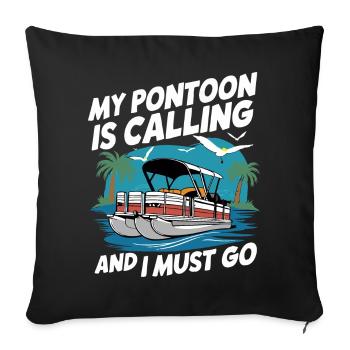 Pontonboot Kapitän Ponton Boote - Sofakissenbezug 45 x 45 cm - Schwarz - Vorne