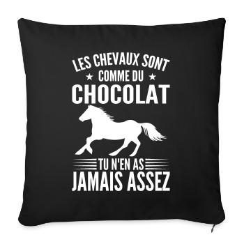 Horses Are Like Chocolate | Horsewoman - Sofa pillowcase 17,3'' x 17,3'' (45 x 45 cm) - black - Front