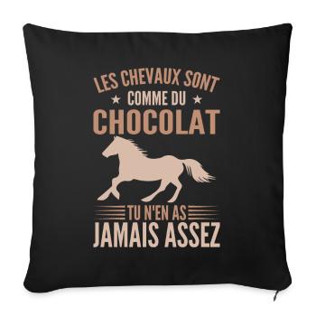 Horses Are Like Chocolate | Horsewoman - Sofa pillowcase 17,3'' x 17,3'' (45 x 45 cm) - black - Front