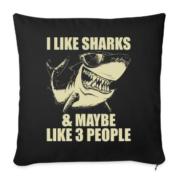 Funny Shark Design For Men Women Kids Shark Lover - Sofa pillowcase 17,3'' x 17,3'' (45 x 45 cm) - black - Front