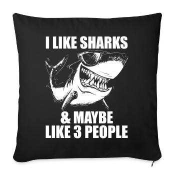 Funny Shark Design For Men Women Kids Shark Lover - Sofa pillowcase 17,3'' x 17,3'' (45 x 45 cm) - black - Front