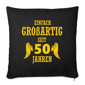 Idéal pour 50 ans cadeau 50e anniversaire - Housse de coussin décorative 45 x 45 cm - noir - Devant
