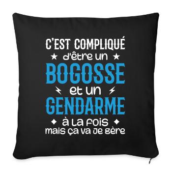 It's complicated to be a bogosse and a gendarme - Sofa pillowcase 17,3'' x 17,3'' (45 x 45 cm) - black - Front