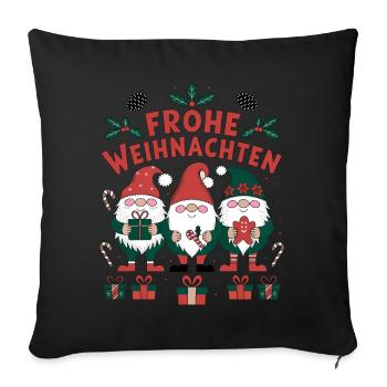 Joyeux Noël avec les nains de Noël - Housse de coussin décorative 45 x 45 cm - noir - Devant