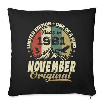 Novembre 1981, Cadeau D'anniversaire Novembre 1981 - Housse de coussin décorative 45 x 45 cm - noir - Devant