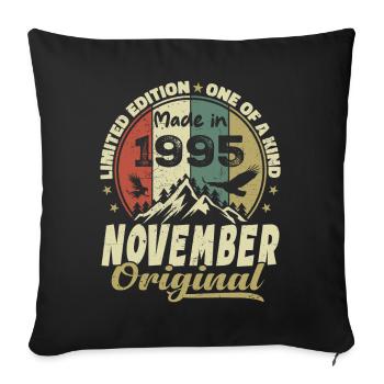 November 1995, Birthday Gift November 1995 - Sofa pillowcase 17,3'' x 17,3'' (45 x 45 cm) - black - Front