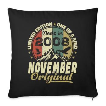 Novembre 2008, Cadeau D'anniversaire Novembre 2008 - Housse de coussin décorative 45 x 45 cm - noir - Devant