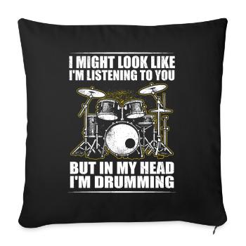 Batteur Drummer Drums Drumsticks Drumming - Sofakissenbezug 45 x 45 cm - Schwarz - Vorne