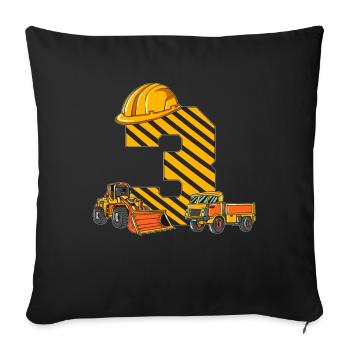 kiBuilding Construction Crew Construction Helmet Truck Wheel Loader 3 Year Old - Sofa pillowcase 17,3'' x 17,3'' (45 x 45 cm) - black - Front
