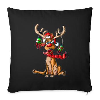 Reindeer decorated at Christmas baubles - Sofa pillowcase 17,3'' x 17,3'' (45 x 45 cm) - black - Front