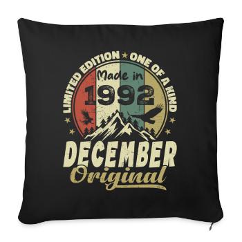 Vintage Cadeau Anniversaire Rétro - Décembre 1992 - Housse de coussin décorative 45 x 45 cm - noir - Devant