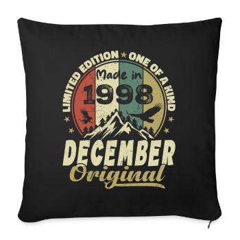 Vintage Retro Birthday Gift - December 1998 - Sofa pillowcase 17,3'' x 17,3'' (45 x 45 cm) - black - Front