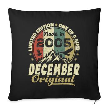 Vintage Retro Birthday Gift - December 2005 - Sofa pillowcase 17,3'' x 17,3'' (45 x 45 cm) - black - Front