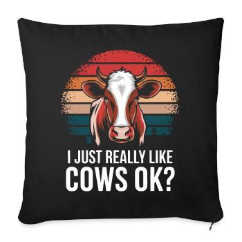 Éleveur de vaches Ferme Éleveur de vaches - Housse de coussin décorative 45 x 45 cm - noir - Devant
