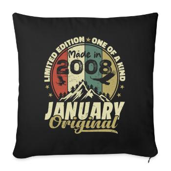 Birthday January 2008 - Original January 2008 - Sofa pillowcase 17,3'' x 17,3'' (45 x 45 cm) - black - Front