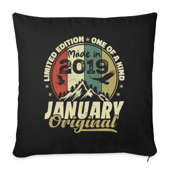 Birthday January 2019 - Original January 2019 - Sofa pillowcase 17,3'' x 17,3'' (45 x 45 cm) - black - Front