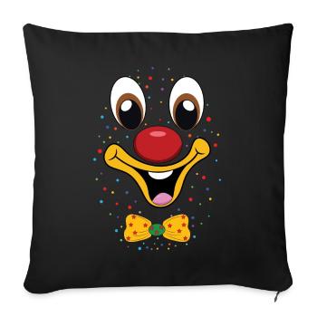 Carnaval Drôle Clown Visage Confettis Colorés - Housse de coussin décorative 45 x 45 cm - noir - Devant