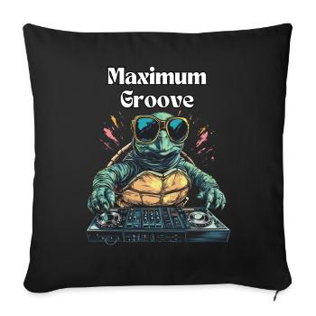 Maximum Groove - Tortue DJ cool - Housse de coussin décorative 45 x 45 cm - noir - Devant