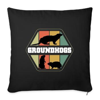 Silhouettes de marmottes Style rétro - Housse de coussin décorative 45 x 45 cm - noir - Devant
