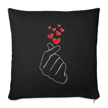 Coeur Geste de la main Amour Coeur Rouge Symbolisme - Housse de coussin décorative 45 x 45 cm - noir - Devant