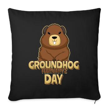 Groundhog Day February 2 Cute Groundhog - Sofa pillowcase 17,3'' x 17,3'' (45 x 45 cm) - black - Front