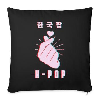 K-Pop Love Sign With Heart And Hand - Sofa pillowcase 17,3'' x 17,3'' (45 x 45 cm) - black - Front