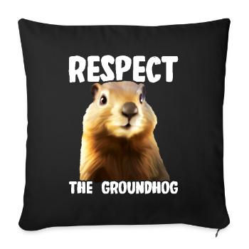 Respect de la marmotte – Mémoire humoristique - Housse de coussin décorative 45 x 45 cm - noir - Devant