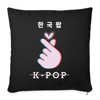 K-Pop Liebe Zeichen Hand Geste - Sofakissenbezug 45 x 45 cm - Schwarz - Vorne
